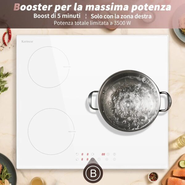 A02437b8678c641d29756ab0d9d1469a2E.jpg Karinear Induction Hob 3 Plates, White with Plug, Autonomous Hob Installation 59 cm, Boost, Safety Lock, Timer, 16 A, 220-240 V