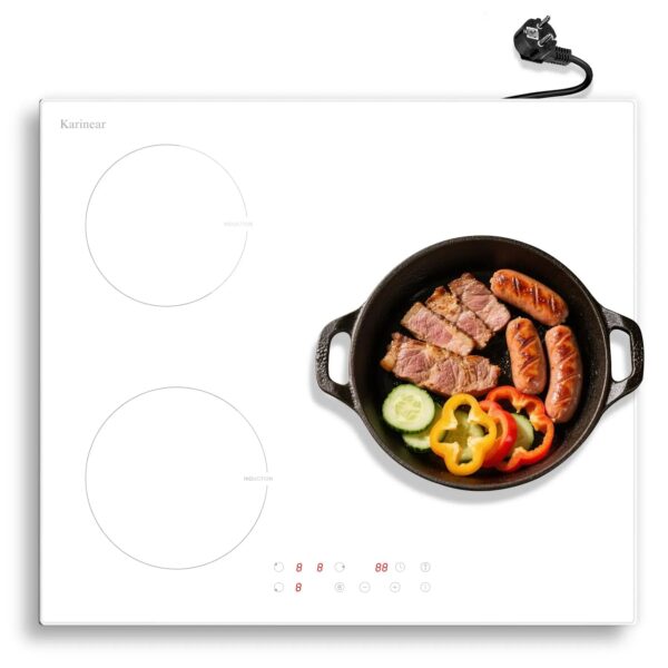 A0289aca2fbad430886e6d5115dbe5f04W.jpg Karinear Induction Hob 3 Plates, White with Plug, Autonomous Hob Installation 59 cm, Boost, Safety Lock, Timer, 16 A, 220-240 V
