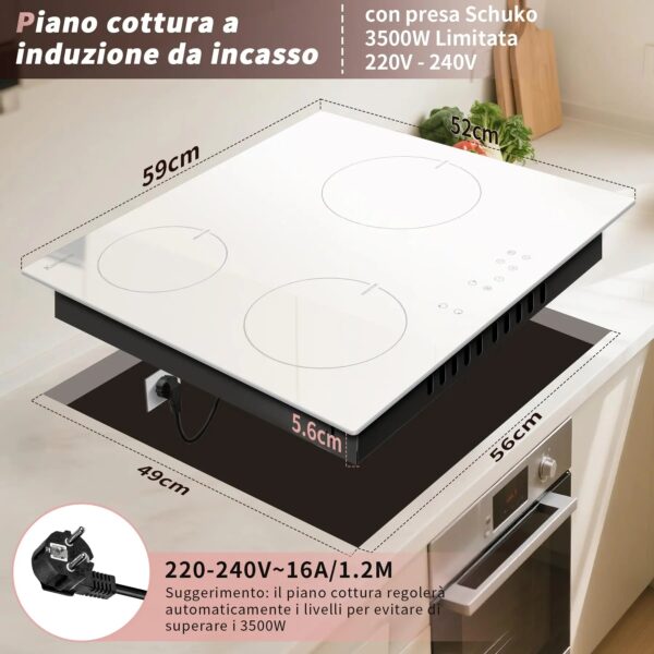 A12af31baf7f04824842ca9b23ed3b886S.jpg Karinear Induction Hob 3 Plates, White with Plug, Autonomous Hob Installation 59 cm, Boost, Safety Lock, Timer, 16 A, 220-240 V