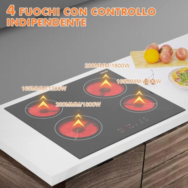 A462994901a7b488a8f97f64ea93147d2u.jpg Ceramic Hob 60cm, Karinear Ceramic Glass Cooktop 4 Zones, 6000W Built-in, 220-240V, No Plug, Safety Lock, Timer, Touch Control