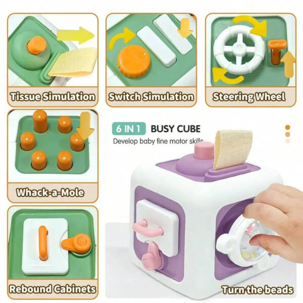 Montessori Busy Board Sensory Toy Baby Practice Skills Activity Cube Early Educational Toy Fine Motor Toy Gifts for Boys Girls