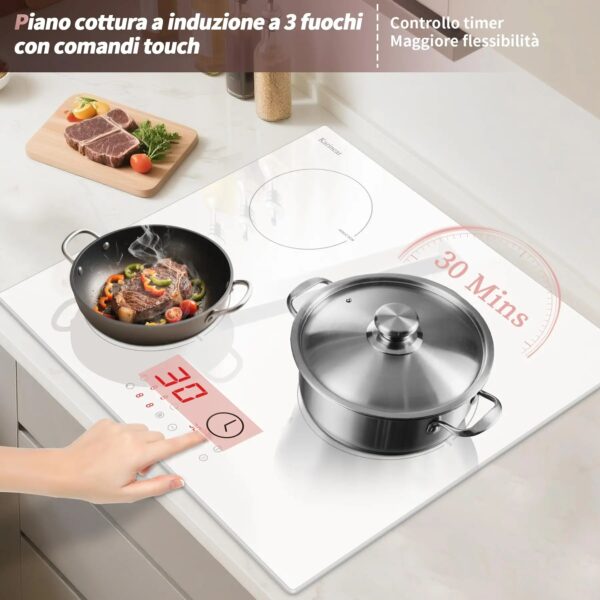 A6da0678b17d7457496d82df3c390de41L.jpg Karinear Induction Hob 3 Plates, White with Plug, Autonomous Hob Installation 59 cm, Boost, Safety Lock, Timer, 16 A, 220-240 V
