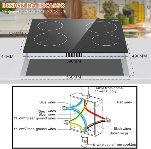 A7496682f374a4a51b5cff86cd8ccc93cf.jpg Ceramic Hob 60cm, Karinear Ceramic Glass Cooktop 4 Zones, 6000W Built-in, 220-240V, No Plug, Safety Lock, Timer, Touch Control