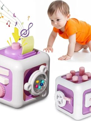 Ac44666c1f0174331ad89507d08bc36bba.jpg Montessori Busy Board Sensory Toy Baby Practice Skills Activity Cube Early Educational Toy Fine Motor Toy Gifts for Boys Girls