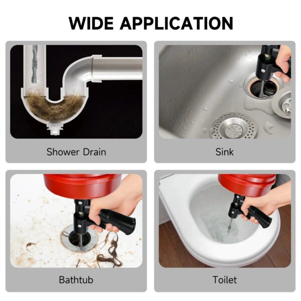 Ad3f10368a576424b9a3ff7a370a64556N.jpg 33FT Drain Auger Clog Remover Flexible Plumbing Snake Use Manually or Powered for Kitchen Bathrom Shower Sink Cleaning Tool