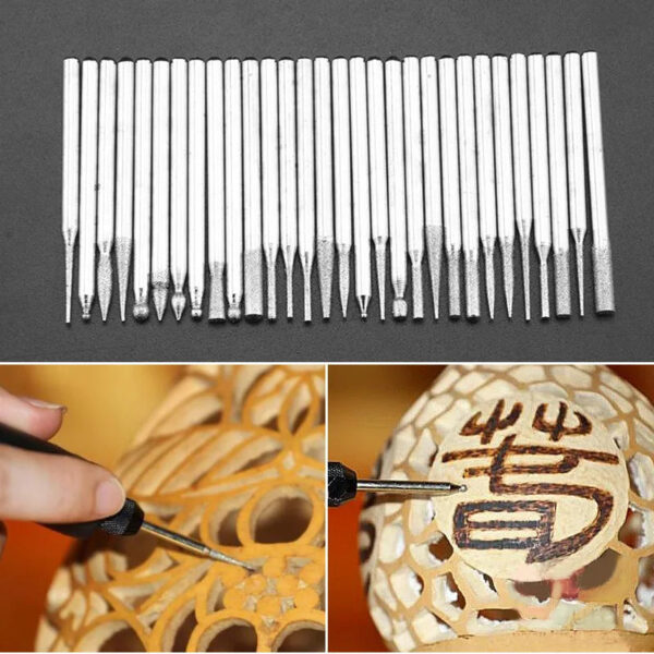 30PCS 3.0mm Mini Drill Bits Diamond Burs Grinding Wheel Abrasive Shank Wood Stone Engraving for Dremel Power Tools Accessories