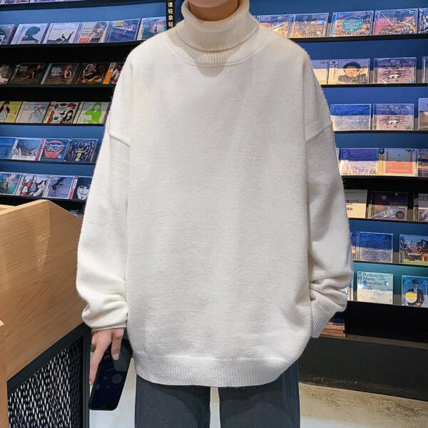H1889c7de0063466d8ecd2cdf6cc3c9f0P.jpg Knitted Warm Sweater Men Turtleneck Sweater Men's Loose Casual Pullovers Bottoming Shirt Autumn Winter New Solid Color Pullovers