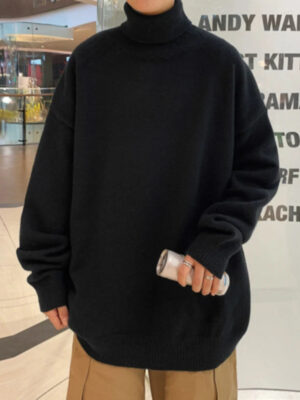 Knitted Warm Sweater Men Turtleneck Sweater Men's Loose Casual Pullovers Bottoming Shirt Autumn Winter New Solid Color Pullovers