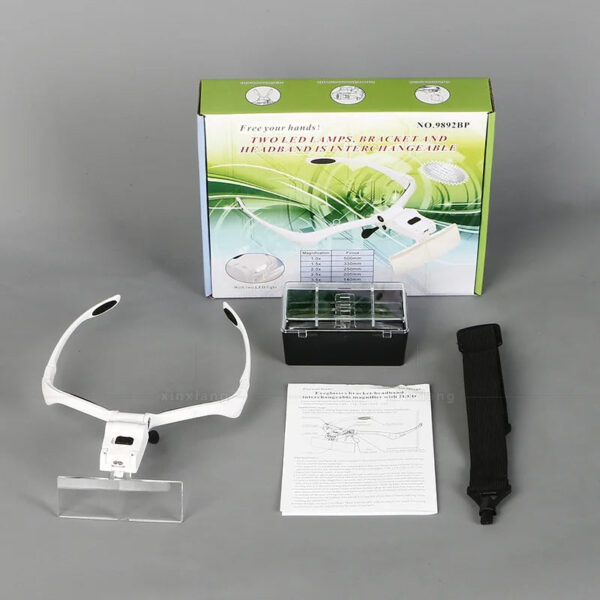 H40b69bd7fe274fb1906cf12b4efa5d2au.jpg Headband LED Magnifier 1.0X, 1.5X, 2.0X, 2.5X, 3.5X Magnifying Glass With LED Light Portable Backlit Magnifier Jewelry Loupe