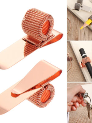 H4e399313712b43ca8fb594e23abe998cp.jpg 1 PCS Spring Pen Clip Metal Pencil Holder Single Hole Double Opening Triple Orifice Elastic Loop Portable Writing Stationery