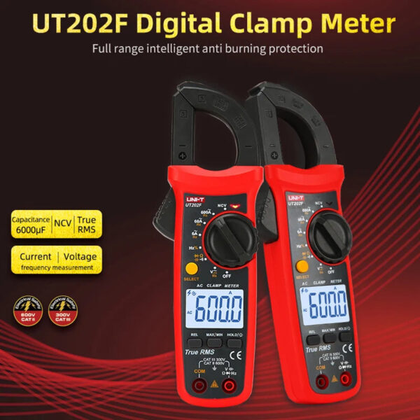 H52ce6373c9c44ca1b92cc7e8ed2d35474.jpg UNI-T UT202F UT204R Digital Clamp Meter AC DC Current Amperometric Clamp Voltammeter True RMS Voltage Tester Frequency Meter