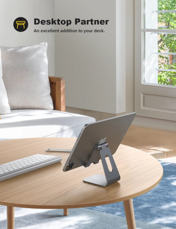 H6071ed7c19e34ebba34452c322c86633A.jpg Lamicall A1 Tablet Stand Adjustable Desktop Holder Dock Portable Cradle Mount for 4-13 Inch Pad E-Reader Video Conference Zoom