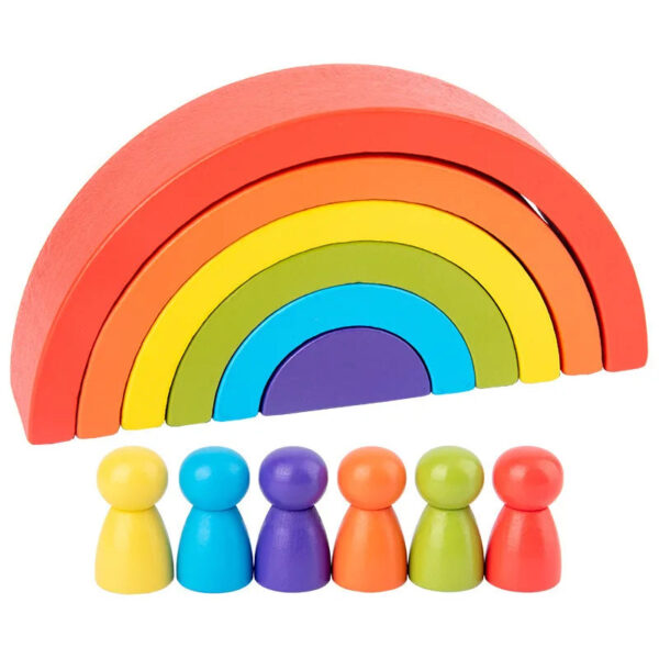 H62877cdcd0f64e1b96517a4d4fdee19cP.jpg DIY children's wooden rainbow toy creative wood rainbow stacked balance blocks baby toy Montessori educational toys for children
