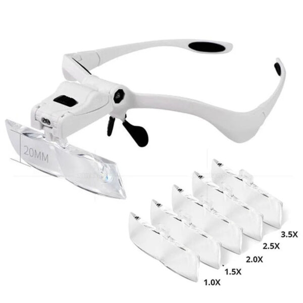 H64387c592c4045f6b5f66c320242e4268.jpg Headband LED Magnifier 1.0X, 1.5X, 2.0X, 2.5X, 3.5X Magnifying Glass With LED Light Portable Backlit Magnifier Jewelry Loupe