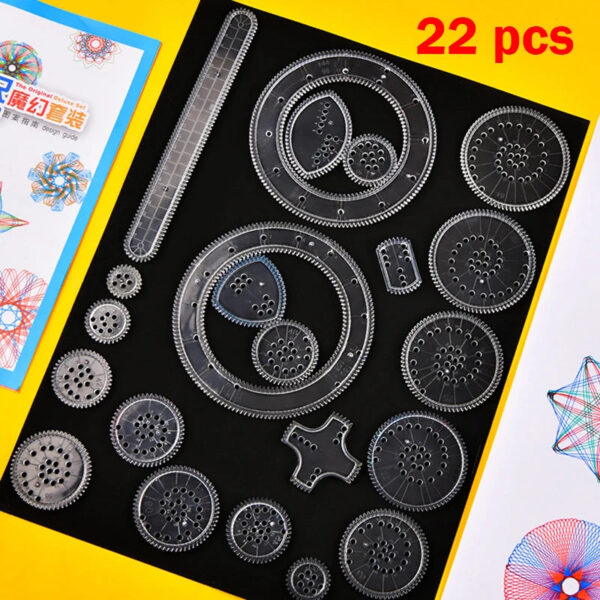 H6525140a06a34f24b4ecd79f9caaa0a3r.jpg 22pcs Spirograph Drawing Toys Set Interlocking Gears Wheels Painting Drawing Accessories Creative Educational Toy Spirographs