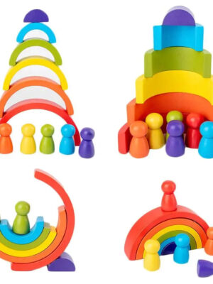 DIY children's wooden rainbow toy creative wood rainbow stacked balance blocks baby toy Montessori educational toys for children