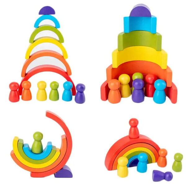 H685d54b86b904781a9b7bc3fd70fc7b5w.jpg DIY children's wooden rainbow toy creative wood rainbow stacked balance blocks baby toy Montessori educational toys for children
