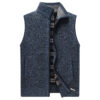 Autumn Winter Mens Sweater Vest Thick Warm Sleeveless Knitted Cardigan Vest Sweatercoat Zipper Casual Outerwear Vest Sleeveless