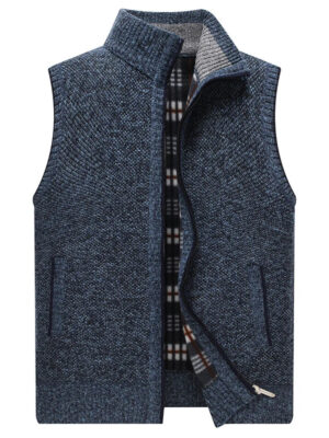 H6abe839bc6e34d8b85ad4baa62c8d9f3u.jpg Autumn Winter Mens Sweater Vest Thick Warm Sleeveless Knitted Cardigan Vest Sweatercoat Zipper Casual Outerwear Vest Sleeveless
