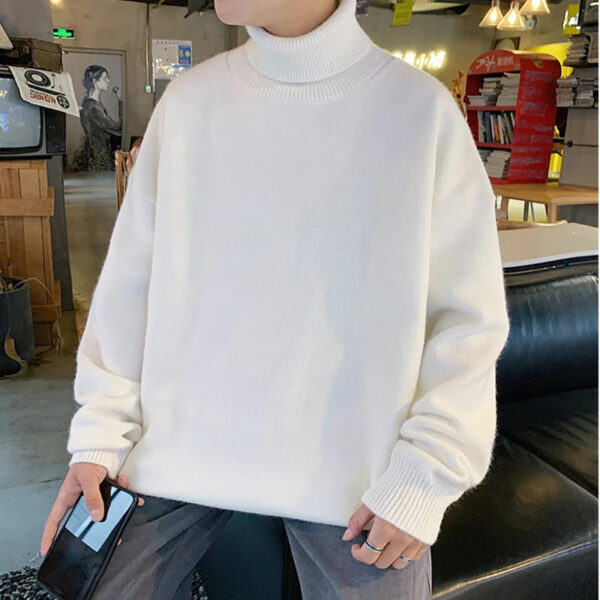 H7edf02ab7e4d4c99a1cfea4f11510a10g.jpg Knitted Warm Sweater Men Turtleneck Sweater Men's Loose Casual Pullovers Bottoming Shirt Autumn Winter New Solid Color Pullovers