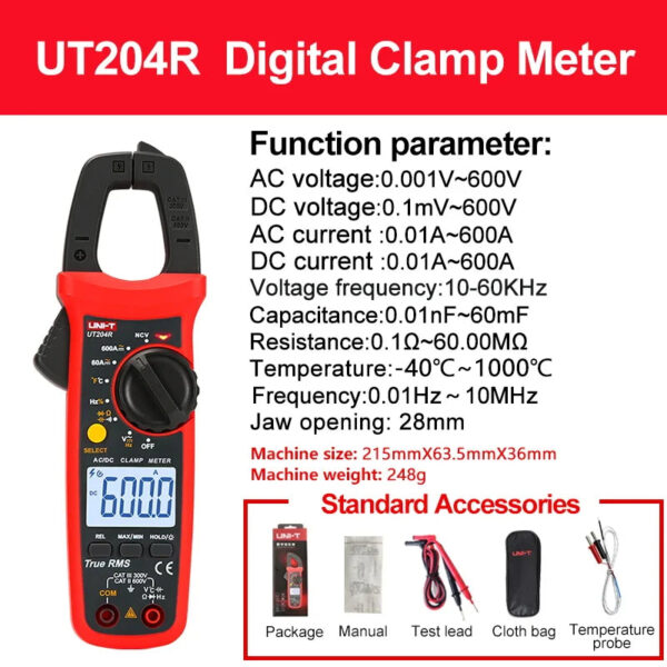 H882e0ef7954d4a7f957903fc3205a94cR.jpg UNI-T UT202F UT204R Digital Clamp Meter AC DC Current Amperometric Clamp Voltammeter True RMS Voltage Tester Frequency Meter