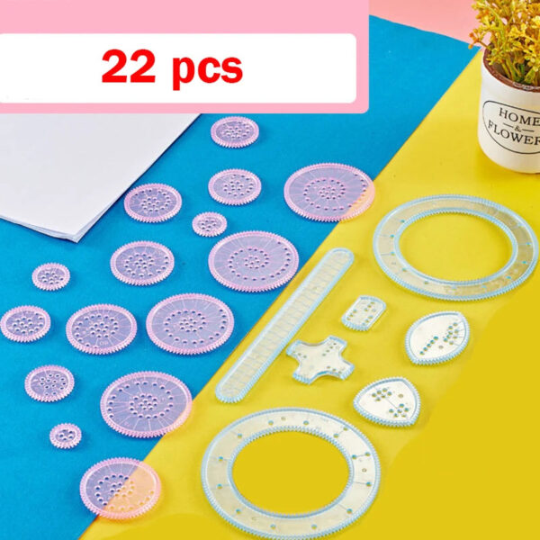 H8b7ffb573b5841988b8a1989171aa27e3.jpg 22pcs Spirograph Drawing Toys Set Interlocking Gears Wheels Painting Drawing Accessories Creative Educational Toy Spirographs