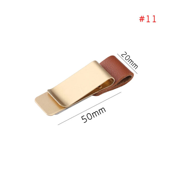 HTB1Eyl1LpYqK1RjSZLeq6zXppXay.jpg School Office Supply Stainless Steel Handmade Leather Brass Clips Stainless Steel Pen Holder Clip Journal Notebook Paper Folder
