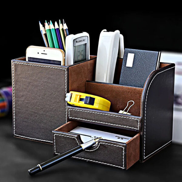 HTB1Rw_oalWD3KVjSZFsq6AqkpXap.jpg MIRUI PU Leather Desk Stand Skin Care Cosmetic Organizer Pen Holder Desktop Accessories Storage Grids Container Gifts Box Case