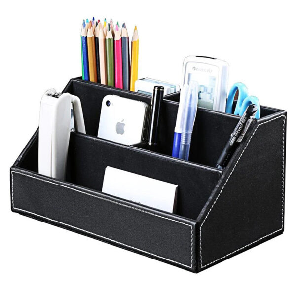 HTB1SCzmaf1G3KVjSZFkq6yK4XXaa.jpg MIRUI PU Leather Desk Stand Skin Care Cosmetic Organizer Pen Holder Desktop Accessories Storage Grids Container Gifts Box Case