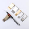 HTB1YX7jLPDpK1RjSZFrq6y78VXaW.jpg School Office Supply Stainless Steel Handmade Leather Brass Clips Stainless Steel Pen Holder Clip Journal Notebook Paper Folder