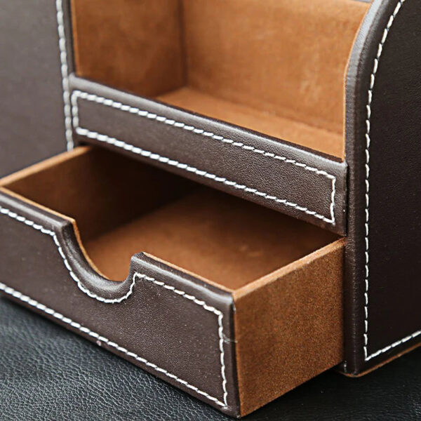 HTB1fALoalSD3KVjSZFqq6A4bpXaA.jpg MIRUI PU Leather Desk Stand Skin Care Cosmetic Organizer Pen Holder Desktop Accessories Storage Grids Container Gifts Box Case