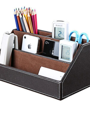 HTB1zCbmafWG3KVjSZFPq6xaiXXaU.jpg MIRUI PU Leather Desk Stand Skin Care Cosmetic Organizer Pen Holder Desktop Accessories Storage Grids Container Gifts Box Case