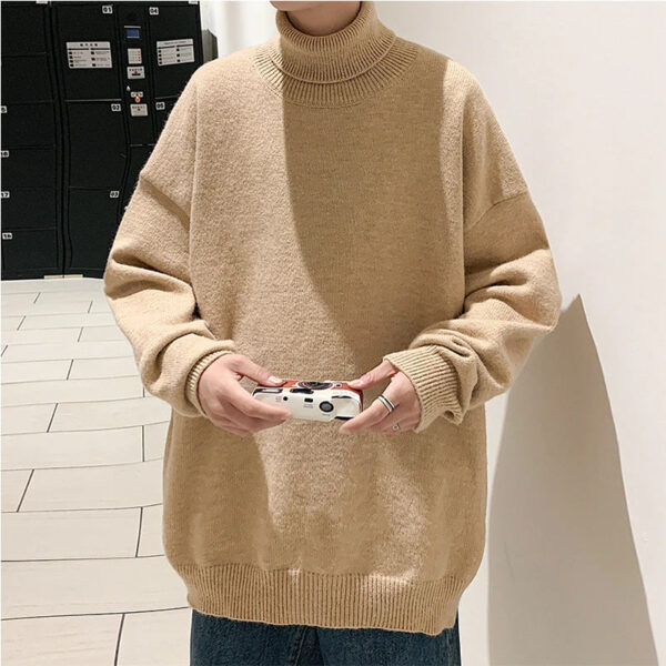 Ha1cd87052f7d47f6846ad9086a1b41afk.jpg Knitted Warm Sweater Men Turtleneck Sweater Men's Loose Casual Pullovers Bottoming Shirt Autumn Winter New Solid Color Pullovers