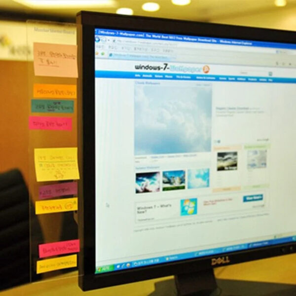 1PC Plastic Monitor Message Memo Board For Sticky Notes PC Computer Side Screen Message Memo Board Acrylic