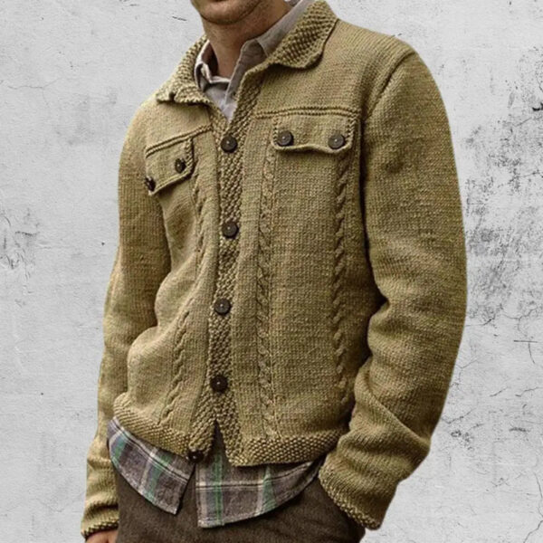 Hbe3e6deaed5a4304b1379a5ad5ce52a0S.jpg Men's Knitwear Cardigan Sweater Multi-Button Long Sleeve Breathable Solid Color Men Wool Knitted Long Sleeve Sweater 2021
