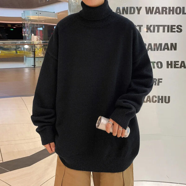 Hc0440f70aa244860bb1990055cef5541o.jpg Knitted Warm Sweater Men Turtleneck Sweater Men's Loose Casual Pullovers Bottoming Shirt Autumn Winter New Solid Color Pullovers