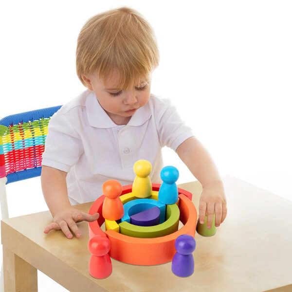 Hde7f015dc3ac40c8bb045b8ed64608e7B.jpg DIY children's wooden rainbow toy creative wood rainbow stacked balance blocks baby toy Montessori educational toys for children