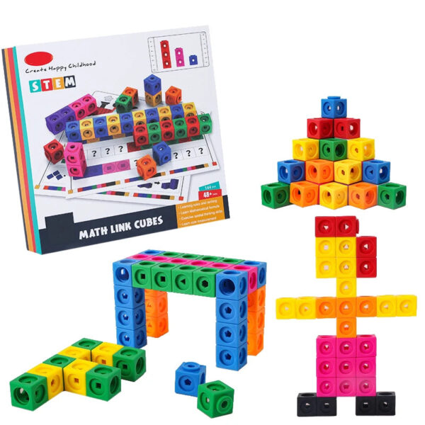 He4c23c2e862f4a7ea322f68413d16611z.jpg Montessori Math Toys 10 Colors Rainbow Link Cubes Snap Blocks Stacking Game Educational Learning Toys For Children Diy 3D Puzzle