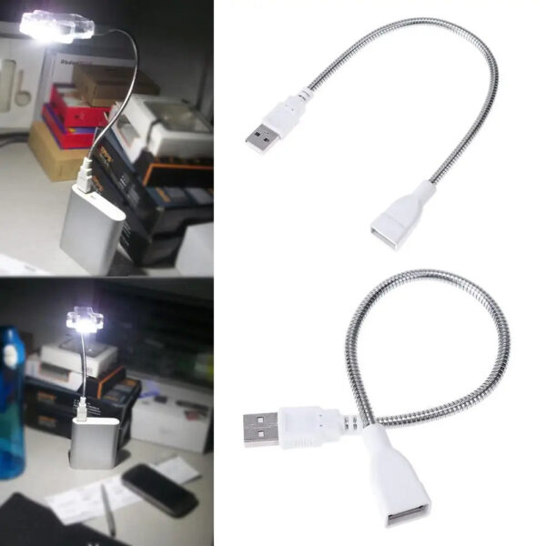 He5878341e87447a197dd25df8ff44406b.jpg 29cm Usb Male To Female Extension Cable Led Light Adapter Wire Metal Flexible Tube For Portable Power Supply Notebook Charger