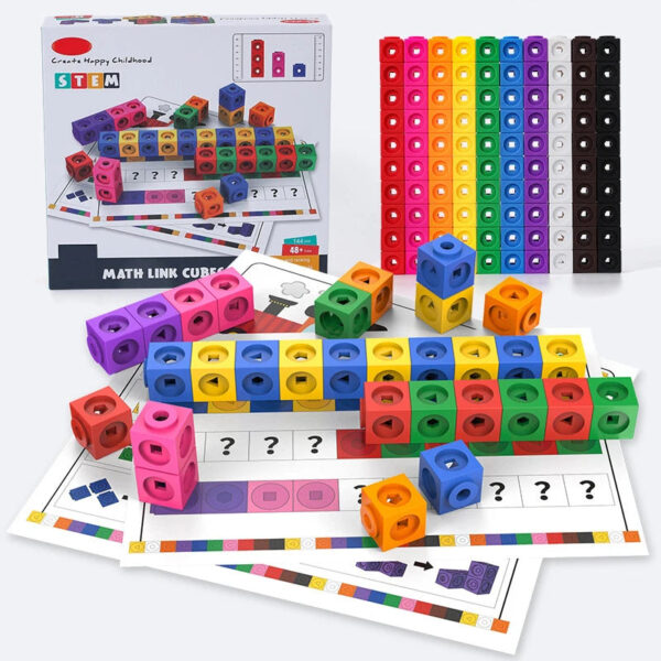 Hf4d8d136d08a4635b30cae308462ac6cS.jpg Montessori Math Toys 10 Colors Rainbow Link Cubes Snap Blocks Stacking Game Educational Learning Toys For Children Diy 3D Puzzle