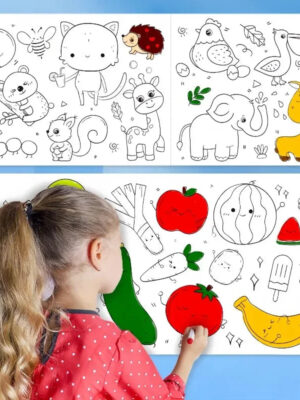 S003154d7093245c98550c29a37d769beo.jpg Kids Coloring Paper Roll Sticky DIY Drawing Graffiti Art Color Filling Educational Toys for Children Wall Floor Painting Gifts