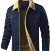 Men's Jackets Winter Faux Shearling Lined Windproof Warm Coat Black Buttoned Parka Pockets Comfortable Casual Tops US Size