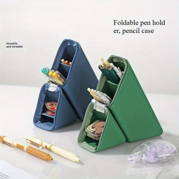 S00ac94e9e50e484595c492468d7f75c29.jpg Foldable Silicone Pen Holder, Expandable Pencil Cup Organizer, Large Capacity Desk Storage for Office Study,Student Teacher Gift