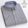 S00cd7a932f554de9b2dec197c4479ced5.jpg Fashionable Men's Shirt Short Sleeve 100% Cotton Oxford Stripe Plaid Formal Men's Casual Social Shirt Available in Large Sizes