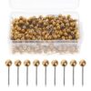 400Pcs Plastic Pin Tack Needle Bulletin Board Push Flag Map Round Travel National Thumb Stick Photo Holder (Golden)