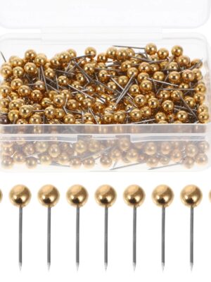 S02464f538c434db6a4a50ba193b96a4ea.jpg 400Pcs Plastic Pin Tack Needle Bulletin Board Push Flag Map Round Travel National Thumb Stick Photo Holder (Golden)