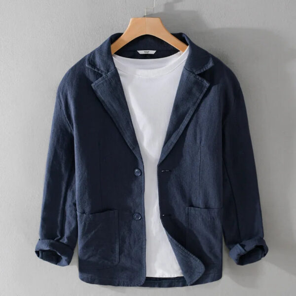 S02d900bb110e4a37ad0306a20b07f099h.jpg Y803 Spring Autumn Good Quality Linen Blazer For Men Business Casual Solid Color Simple Double Buttons Thin Male Suits Jackets
