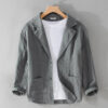 S0325ab6074914a279bcd7c53894574b1I.jpg Y803 Spring Autumn Good Quality Linen Blazer For Men Business Casual Solid Color Simple Double Buttons Thin Male Suits Jackets