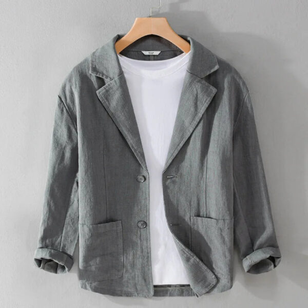 S0325ab6074914a279bcd7c53894574b1I.jpg Y803 Spring Autumn Good Quality Linen Blazer For Men Business Casual Solid Color Simple Double Buttons Thin Male Suits Jackets