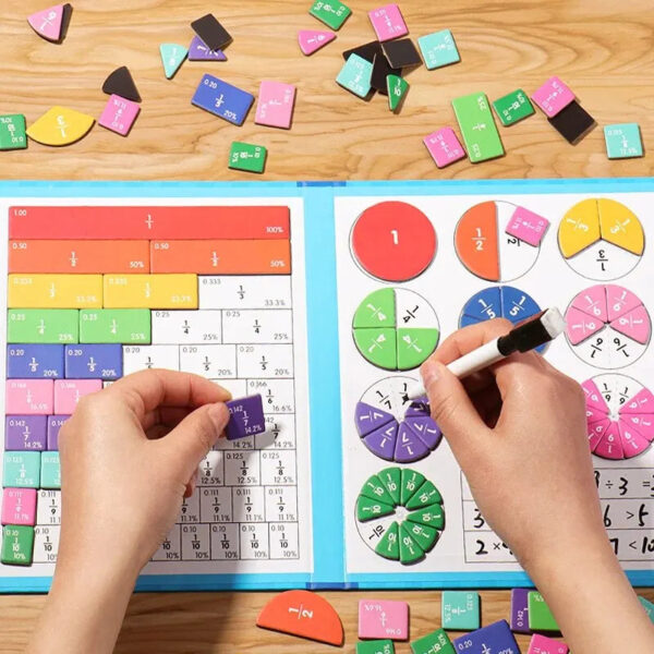 S034cd6ffccf64702a8d488ab674dd8f2D.jpg Magnetic Fraction Puzzles for Math Mastery Montessori Enlightenment with Fun Arithmetic Teaching Aid Cognitive Educational Toys